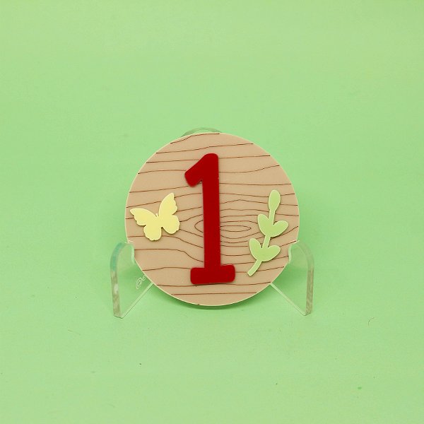 TAG Idade com Borboleta - Bosque - 6cm - 1 unidade