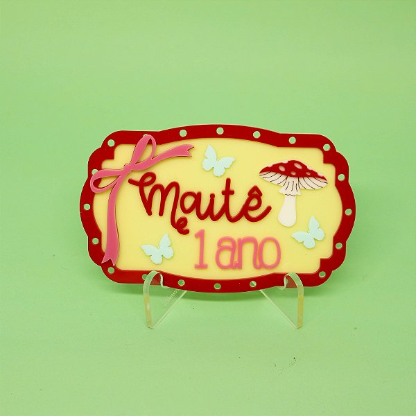 Aplique Chocolate Nome e Idade - Bosque - 12cm - 1 unidade