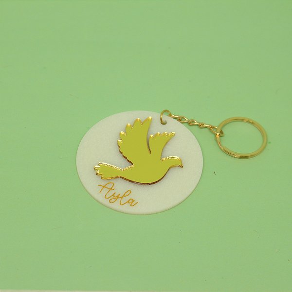 Chaveiro Divino com Nome - Batizado - 6cm - 1 unidade