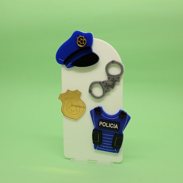 Cenário Cap e Colete - Polícia - 14cm - 1 unidade