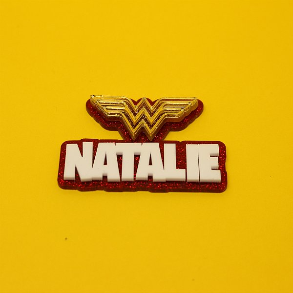 Aplique nome com logo - Mulher Maravilha - 6cm - 1 unidade