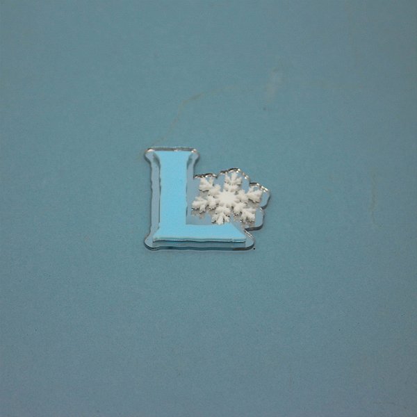 Aplique Inicial com Floco de Neve - Frozen - 5cm - 1 unidade