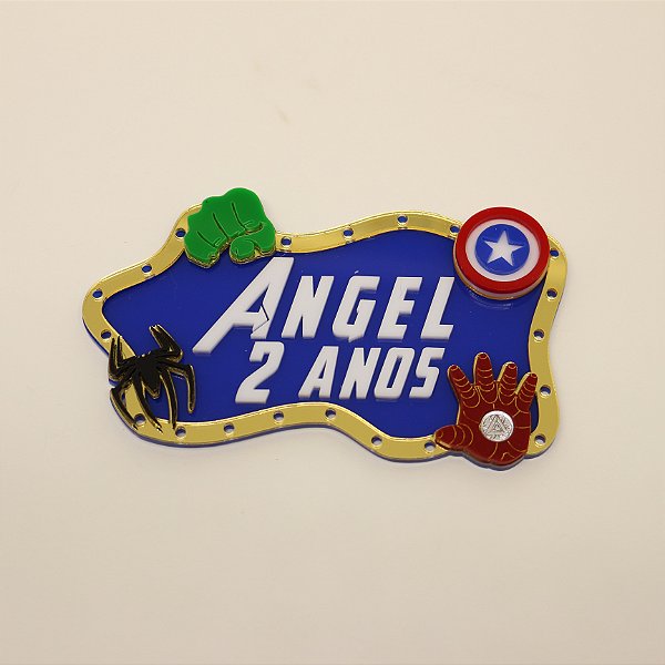 Aplique Kitkat com Nome e idade Elementos - Heróis - 12cm - 1 unidade