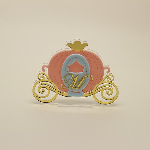 Cenário Carruagem com Inicial - Cinderela - 12cm - 1 unidade