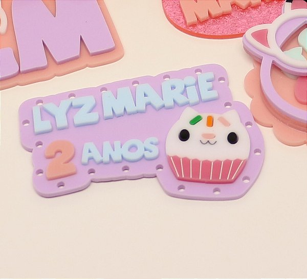 Aplique Kitkat com furos para LED Cupcake - Casa Mágica da Gabby - 8,5cm - 1 unidade