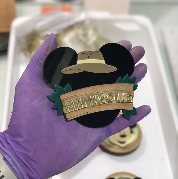 Aplique Cabeça Mickey com Nome - 10cm - 1 unidade