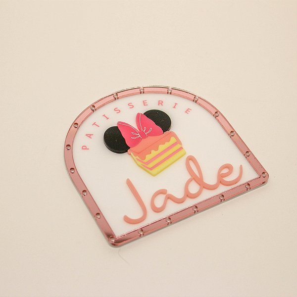 Aplique Kitkat Nome com furo para LED - Minnie - 10,5cm - 1 unidade