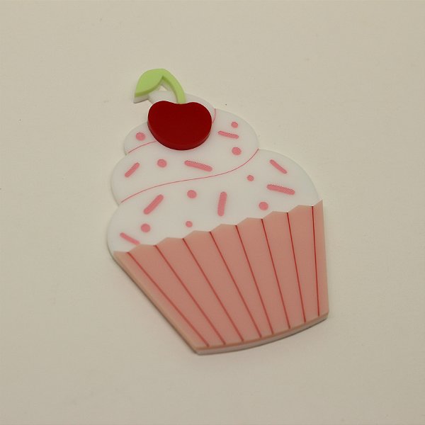 Aplique Cupcake - Cerejinha - 8cm - 1 unidade