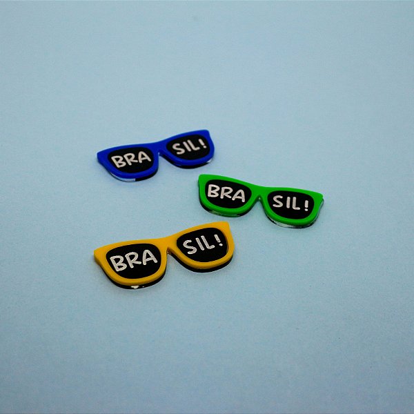 Aplique Óculos Brasil - Futebol - 6cm - 1 unidade