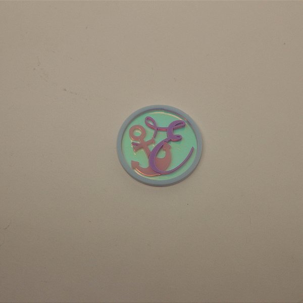 Aplique TAG com Âncora e Inicial - Fundo do Mar - 4cm - 1 unidade