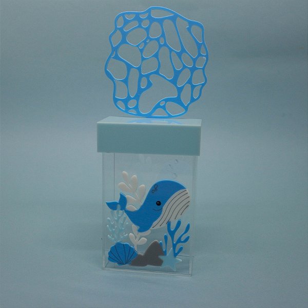 Caixa Suspiro Baleia com Cenário - Fundo do Mar - 13cm - 1 unidade