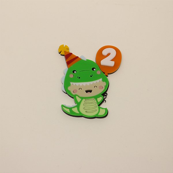 Aplique Dino Baby com Idade - Dinossauro - 8cm - 1 unidade