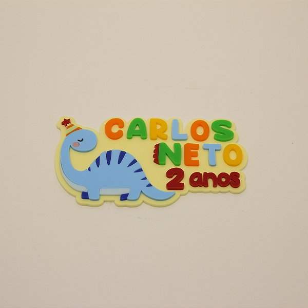 Aplique Kitkat Dino com Nome e idade - Dinossauro - 12cm - 1 unidade