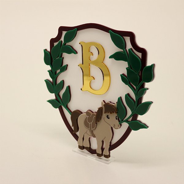 Cenário Cavalinho com Inicial - Fazendinha - 14cm - 1 unidade
