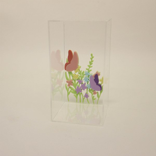 Cúpula Flores e Borboletas - Jardim - 15cm - 1 unidade