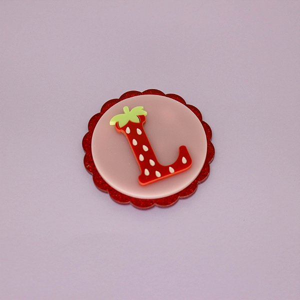 TAG Inicial Morango - Moranguinho - 5cm - 1 unidade