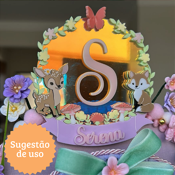 Cenário com Inicial e Animais - Bosque - 12cm - 1 unidade