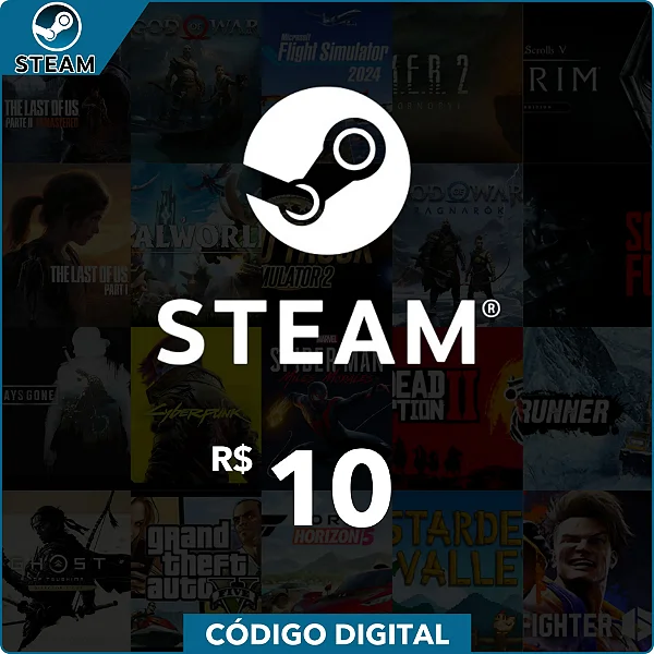 Gift Card Steam R$10 Reais - Código Digital