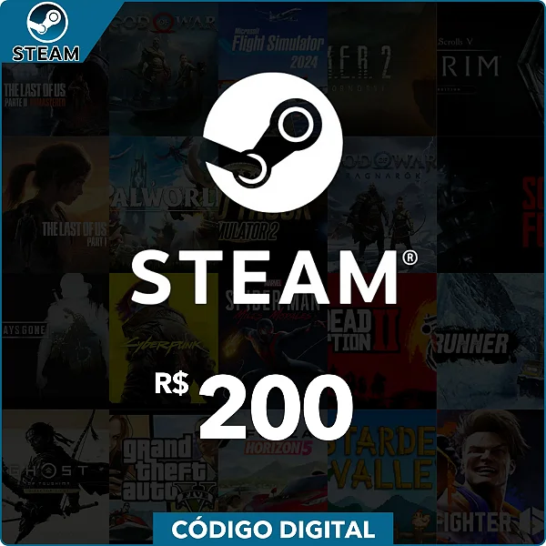 Gift Card Steam R$200 Reais - Código Digital