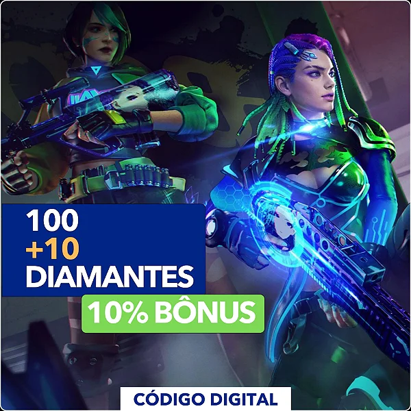 Free Fire - 100 Diamantes + 10% Bônus - Código Digital