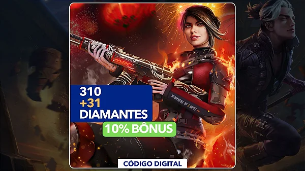 Free Fire - 310 Diamantes + 10% Bônus - Código Digital