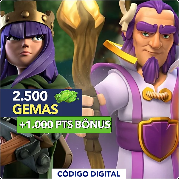 Clash Of Clans - 2.500 Gemas + 1.000 PTS Bônus - Código Digital