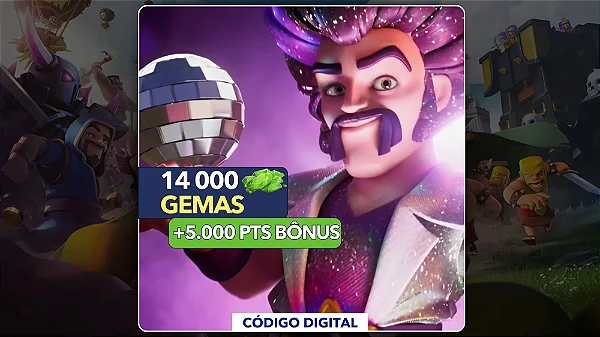 Clash Of Clans - 14.000 Gemas + 5.000 PTS Bônus - Código Digital