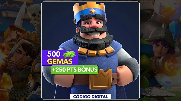 Clash Royale - 500 Gemas + 250 PTS Bônus - Código Digital