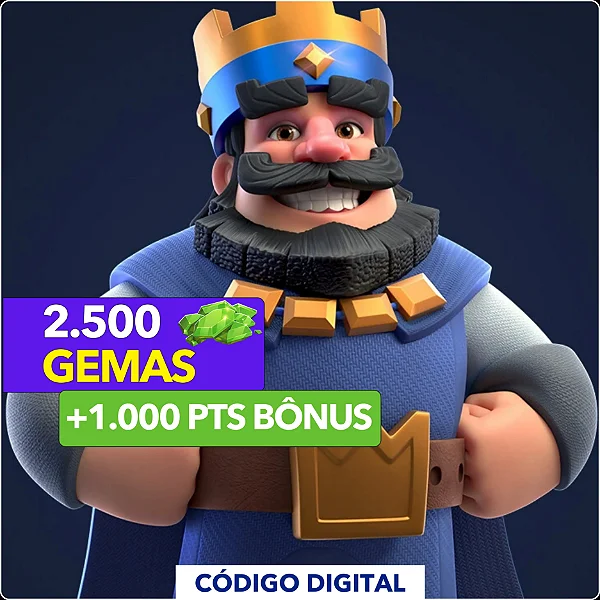Clash Royale - 2.500 Gemas + 1.000 PTS Bônus - Código Digital