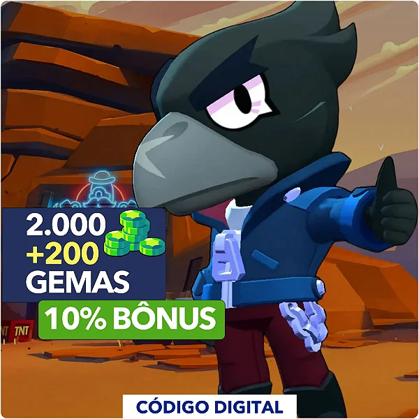 Brawl Stars - 2.000 Gemas + 10% Bônus - Código Digital