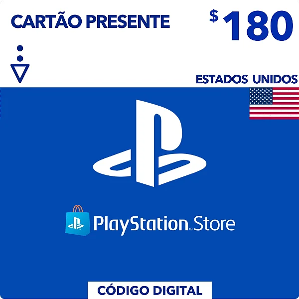 Gift Card Playstation Store $180 Dólares EUA - Código Digital