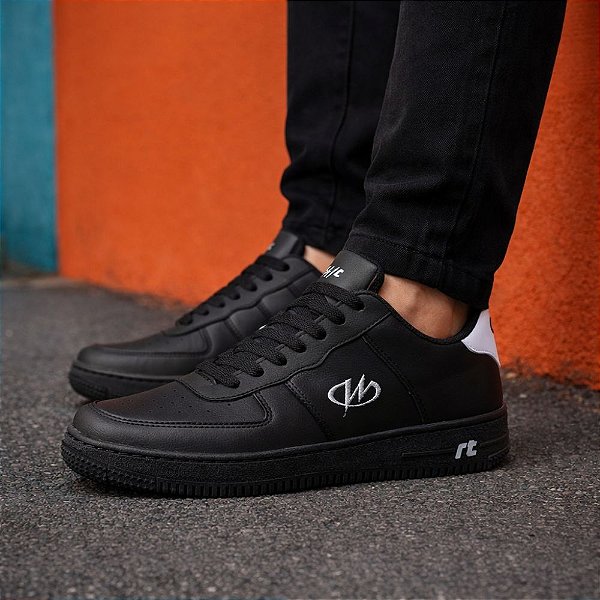 Tênis Estilo Retrô Sneaker Runway Sportwear Masculino - Preto/Branco