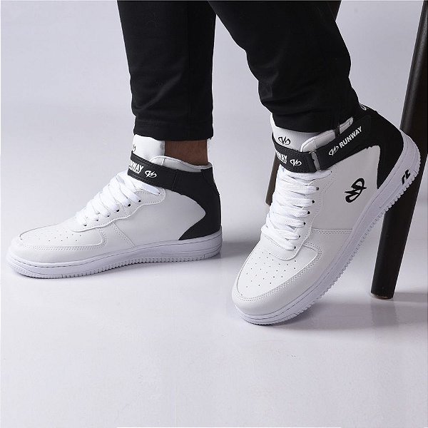 Tênis Sneaker Estilo Retrô Runway Sportwear Masculino - Branco/Preto