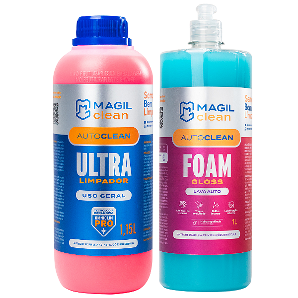 Kit Auto Clean 1L + Shampoo Foam Gloss 1L - Magil Clean