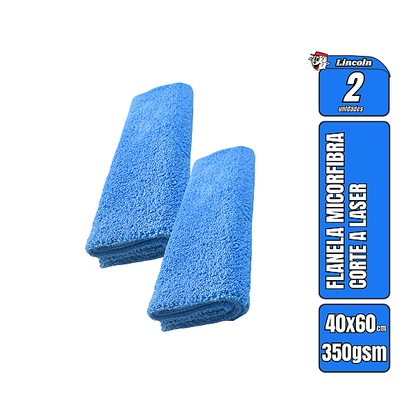 Kit 2 Panos De Microfibra 40X60cm Azul 350gsm Lincoln
