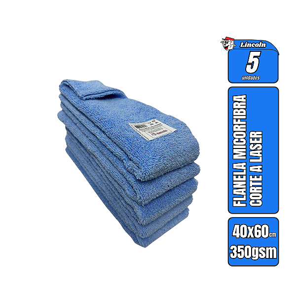 Kit 5 Panos de Microfibra 40X60cm 350gsm Lincoln