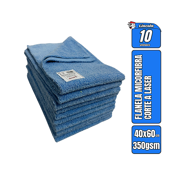 Kit 10 Panos de Microfibra 40X60cm 350gsm Lincoln