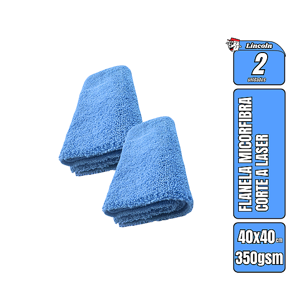 Kit 2 Panos De Microfibra 40X40cm Azul 350gsm Lincoln