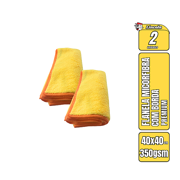 Kit 2 Panos De Microfibra 40X40cm Amarelo 350gsm Lincoln