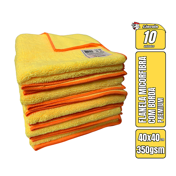 Kit 10 Panos de Microfibra 40X40cm 350gsm Amarelo Lincoln