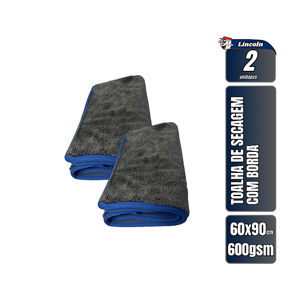 Kit 2 Toalhas de Secagem 60X90cm Cinza 600gsm Lincoln
