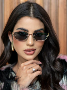 Óculos de Sol Retangular Moss - Preto/ Dourado Preto - Metal