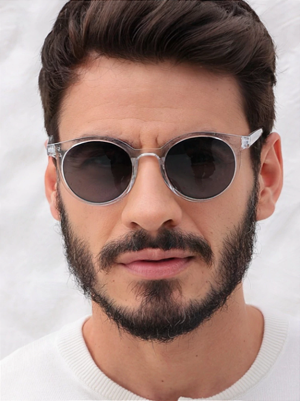 Óculos de Sol Redondo Bali 9.0 - Preto Transparente - Grilamid