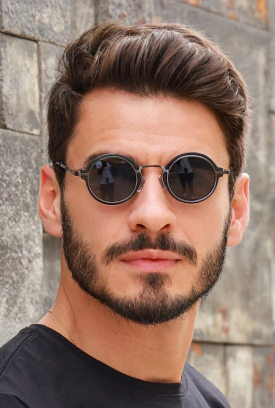 Óculos de Sol Redondo Kiev Premium 2.0 - Preto - Metal