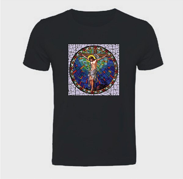 Blusa básica unissex Cristo Crucificado  em algodão