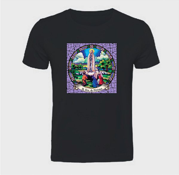 Blusa básica unissex Nossa Senhora de Fátima  em algodão