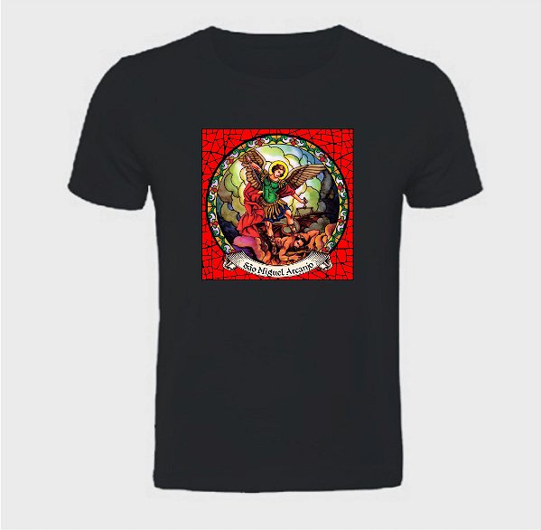 Blusa básica unissex São Miguel Arcanjo em algodão