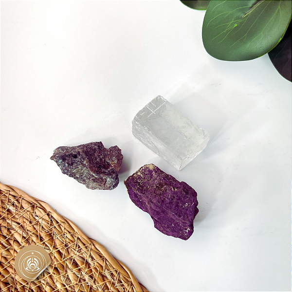 Kit de Pedras Poder Psíquico: ative sua intuição com Calcita Óptica, Apatita e Purpurita