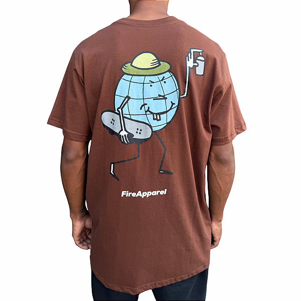 Camiseta Fire Tag Globe Marrom