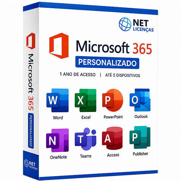 Microsoft 365 Personalizado - 1 Ano de Acesso até 5 Dispositivos - Modalidade sem OneDrive